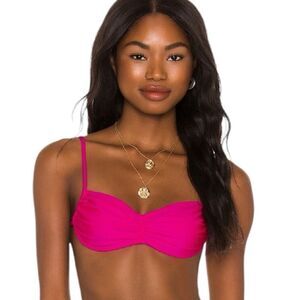 Superdown Hazel‎ String Bikini Top Hot Neon Pink Size XS